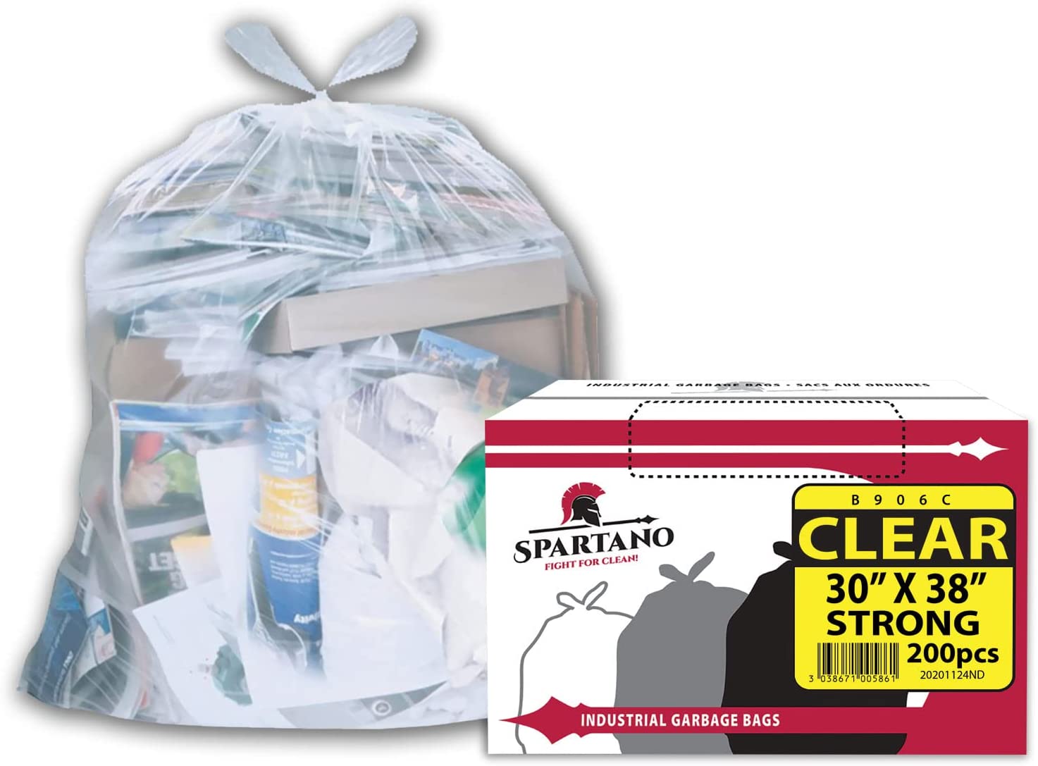 30GAL CLEAR RECYCLING TRASH BAG 8CT-24