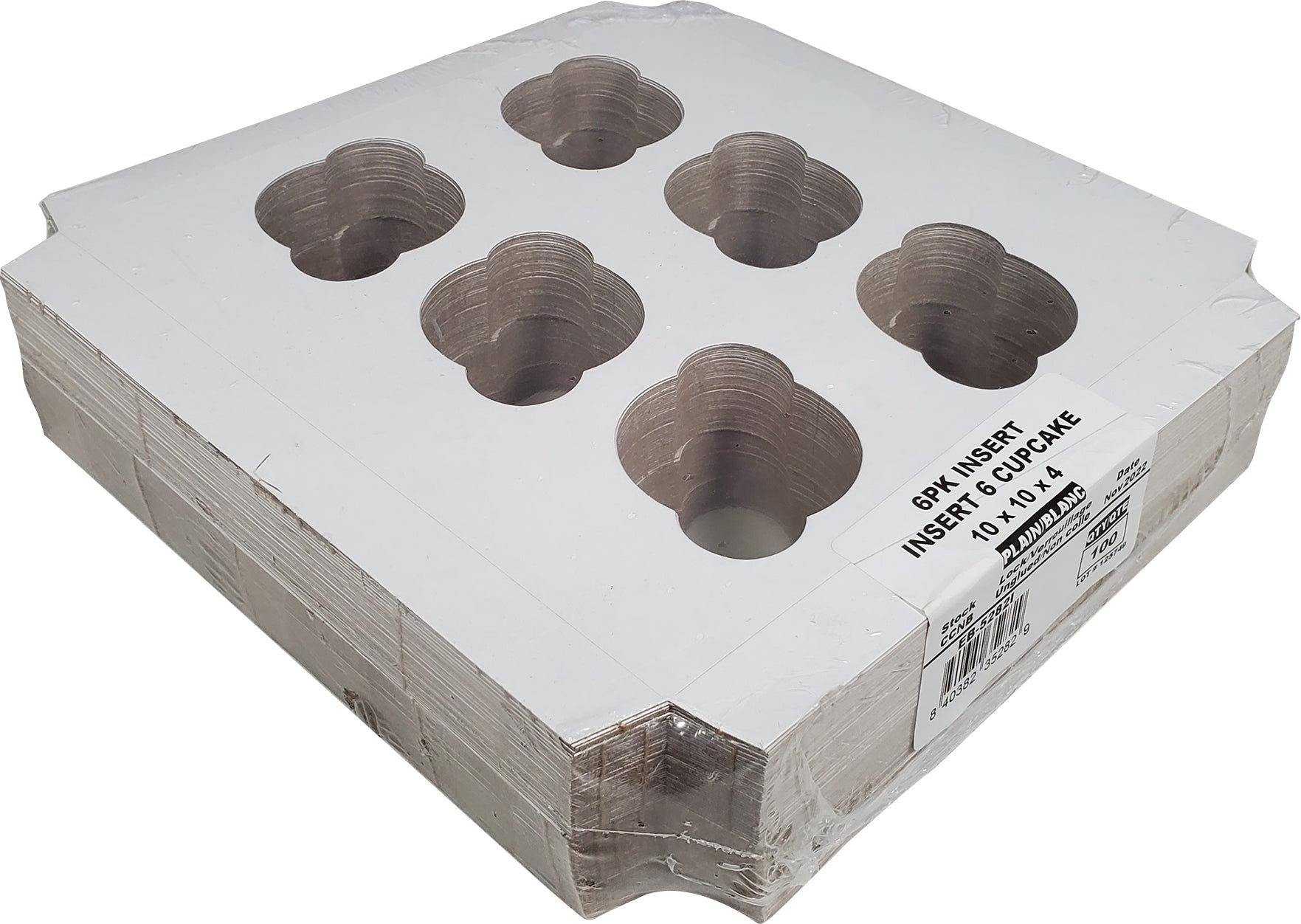 2653 - 10 x 10 5/8 - 1 Dozen Skinny Mini Cupcake Insert, Reversible  White/Brown