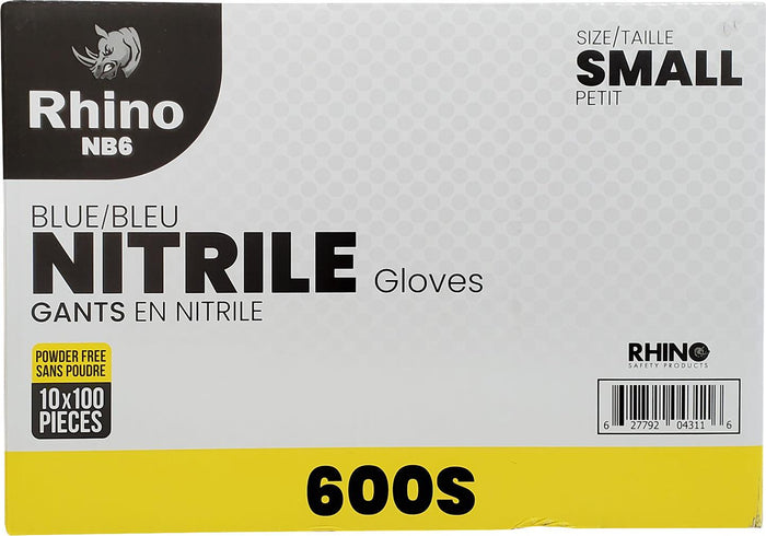 Rhino/Intco- NB6 - Blue Nitrile Gloves - Small - 600S