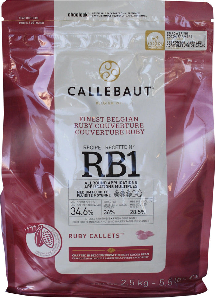 Callebaut Ruby RB1 Chocolate Callets - 5.5 Lb. Bag