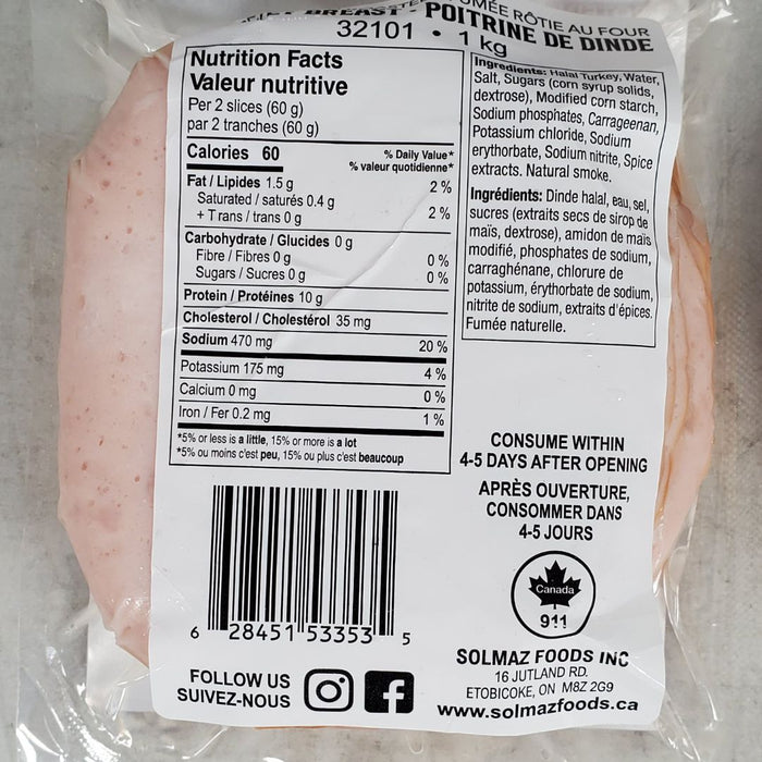 Solmaz - Smoked Oven Roasted Turkey Breast Slices - 2 x 500 g - HALAL