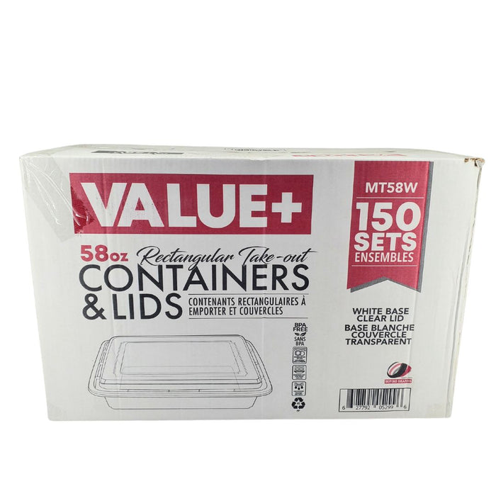 Value+ - 58oz Plastic Container Sets Rectangular - White