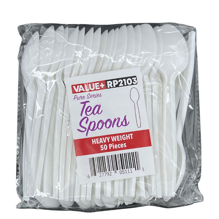 Value+ - Heavy - Plastic Tea Spoon - White - Retail Pack - RP2103