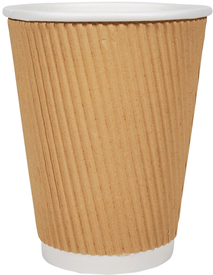 Morning Dew - 12 oz Tall Hot Paper Cup - Ripple - Kraft - RC-H12TK