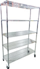 Chrome Wire Shelving - 5 Shelves w/ Wheels - 48x18x72