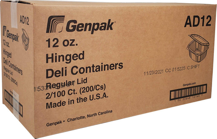 Genpak AD12 12 oz. Clear Hinged Deli Container - 200/Case