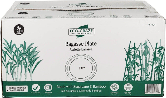 Eco-sense White Sugarcane Bagasse Plates, Size: 10, 18gm at Rs